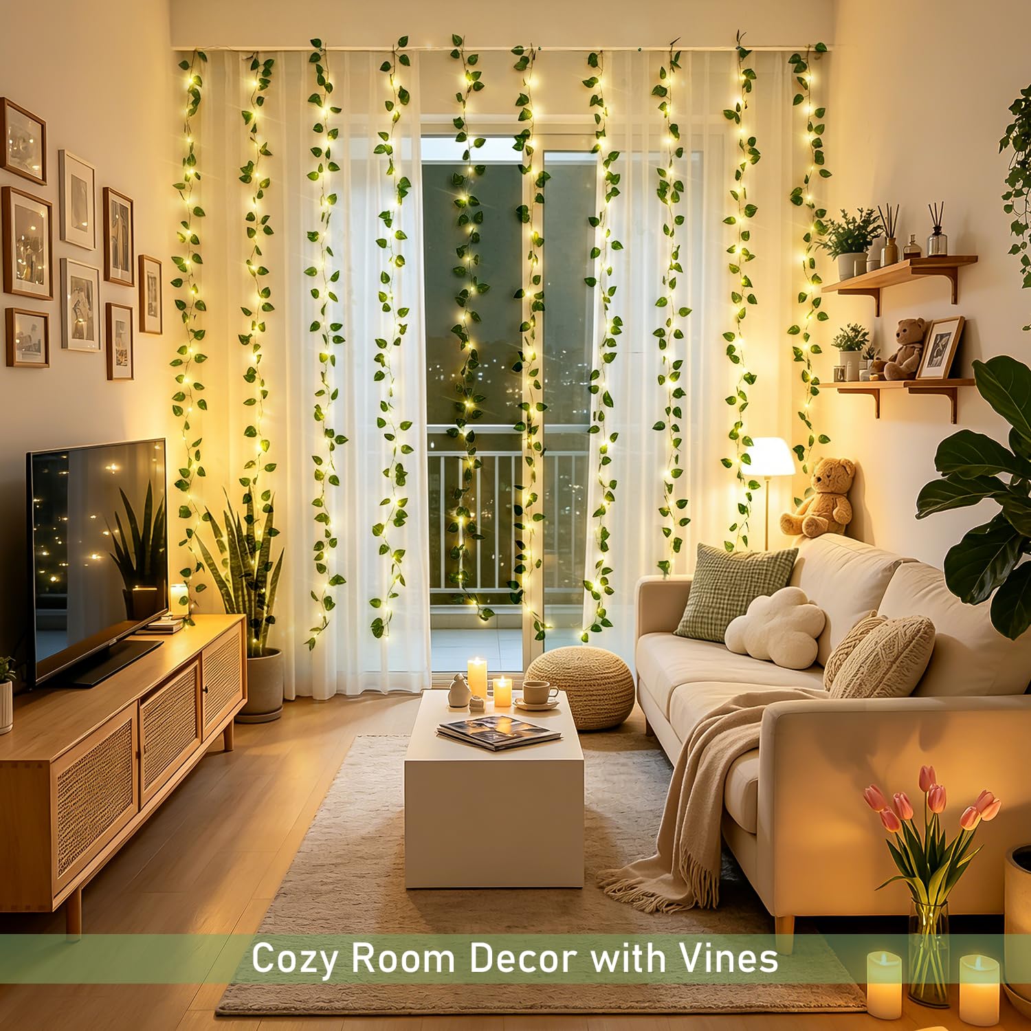 Realistic leaf vines lights with bendable stems
