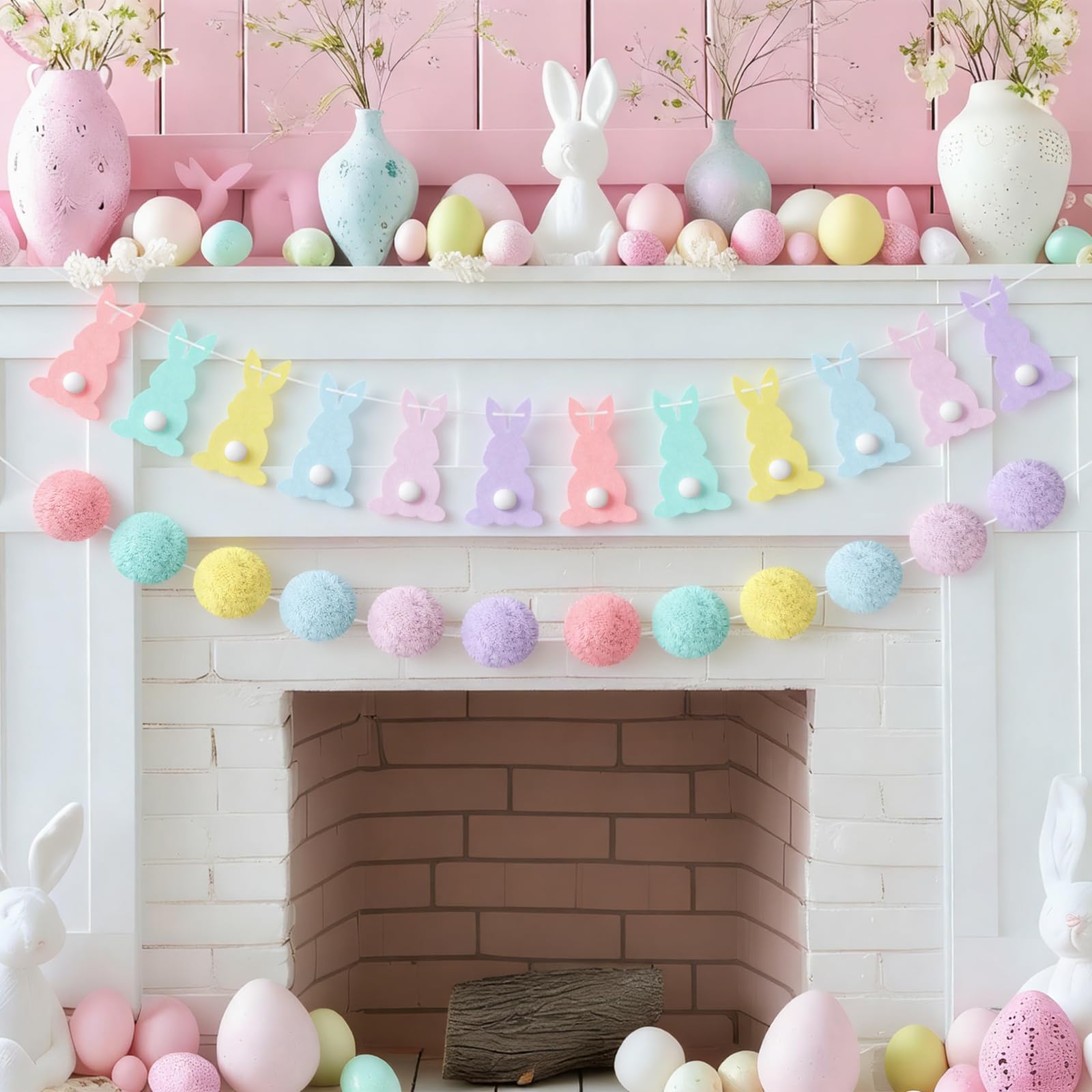 Includes yarn ball flag and felt bunny flag details