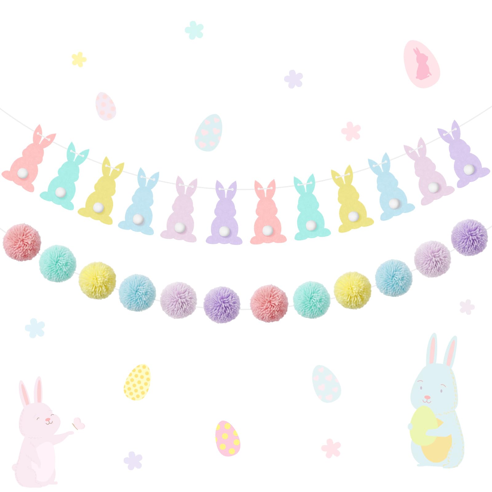 Pastel felt Easter bunny banner for indoor outdoor decor