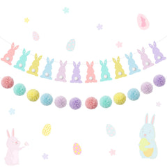 Pastel felt Easter bunny banner for indoor outdoor decor