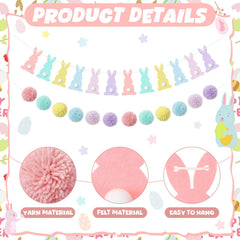 Felt bunny flag and yarn ball flag components