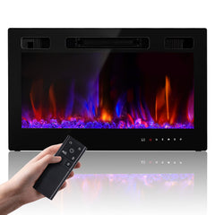 realsmart electric fireplace insert 36 inch slim black front