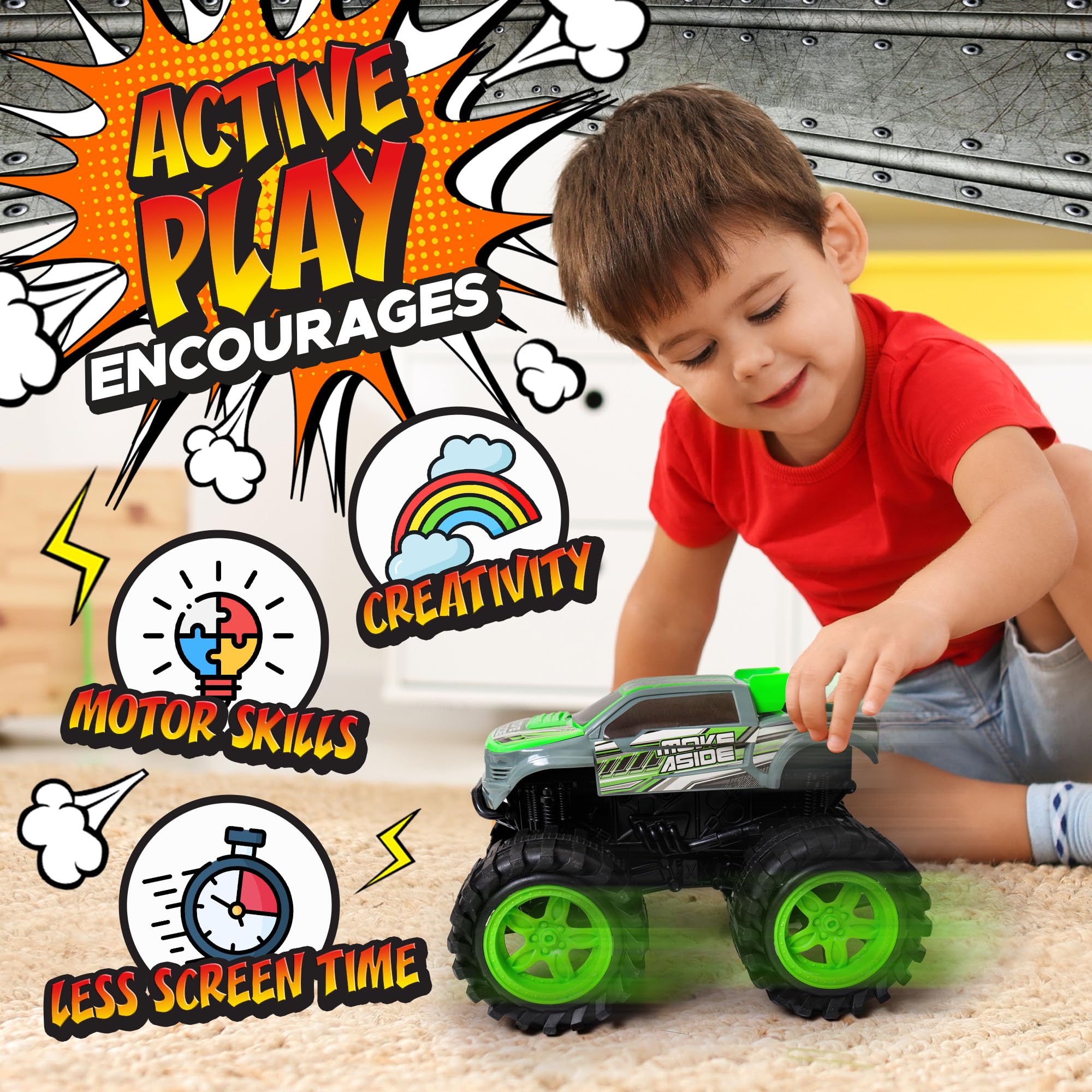 Reboot after crash by pushing parts until click on truck toy