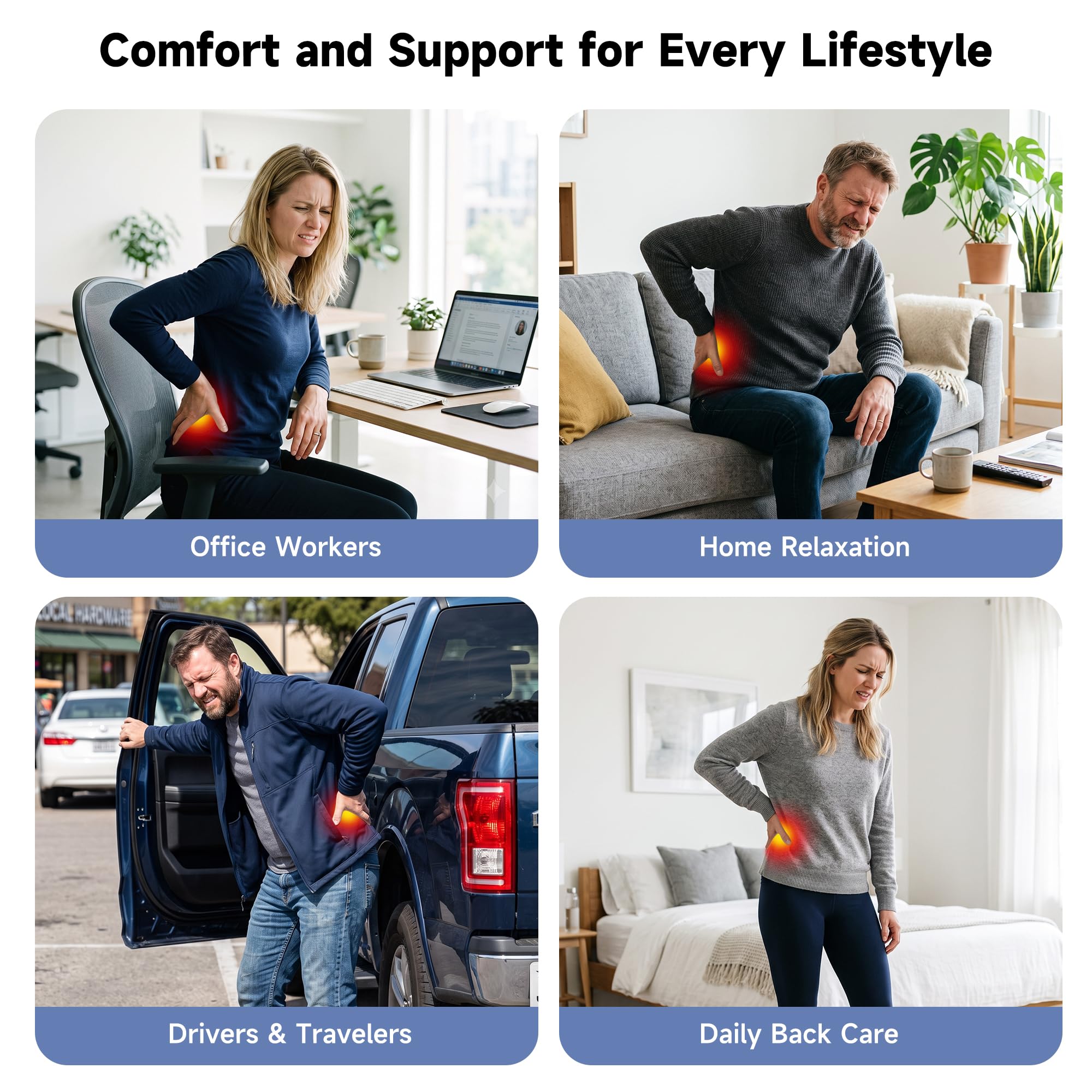 Gift-ready lumbar pillow for home office and travel