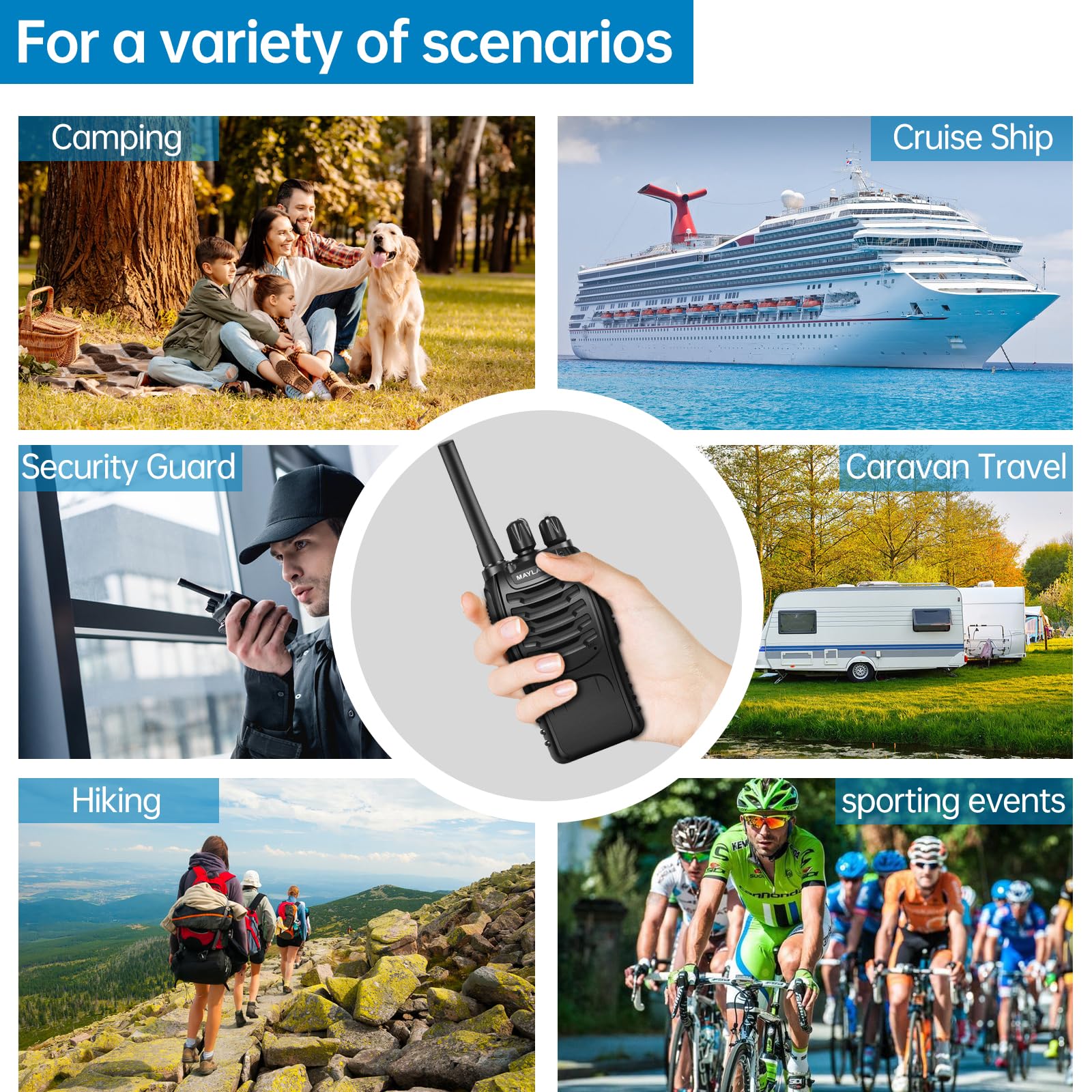 16 channel walkie talkies with VOX hands-free feature