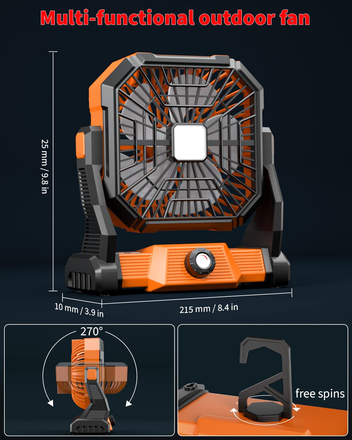 LED lantern on camping fan for low light use