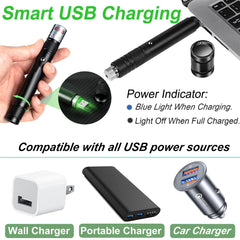 Rechargeable green laser pointer with USB charging port