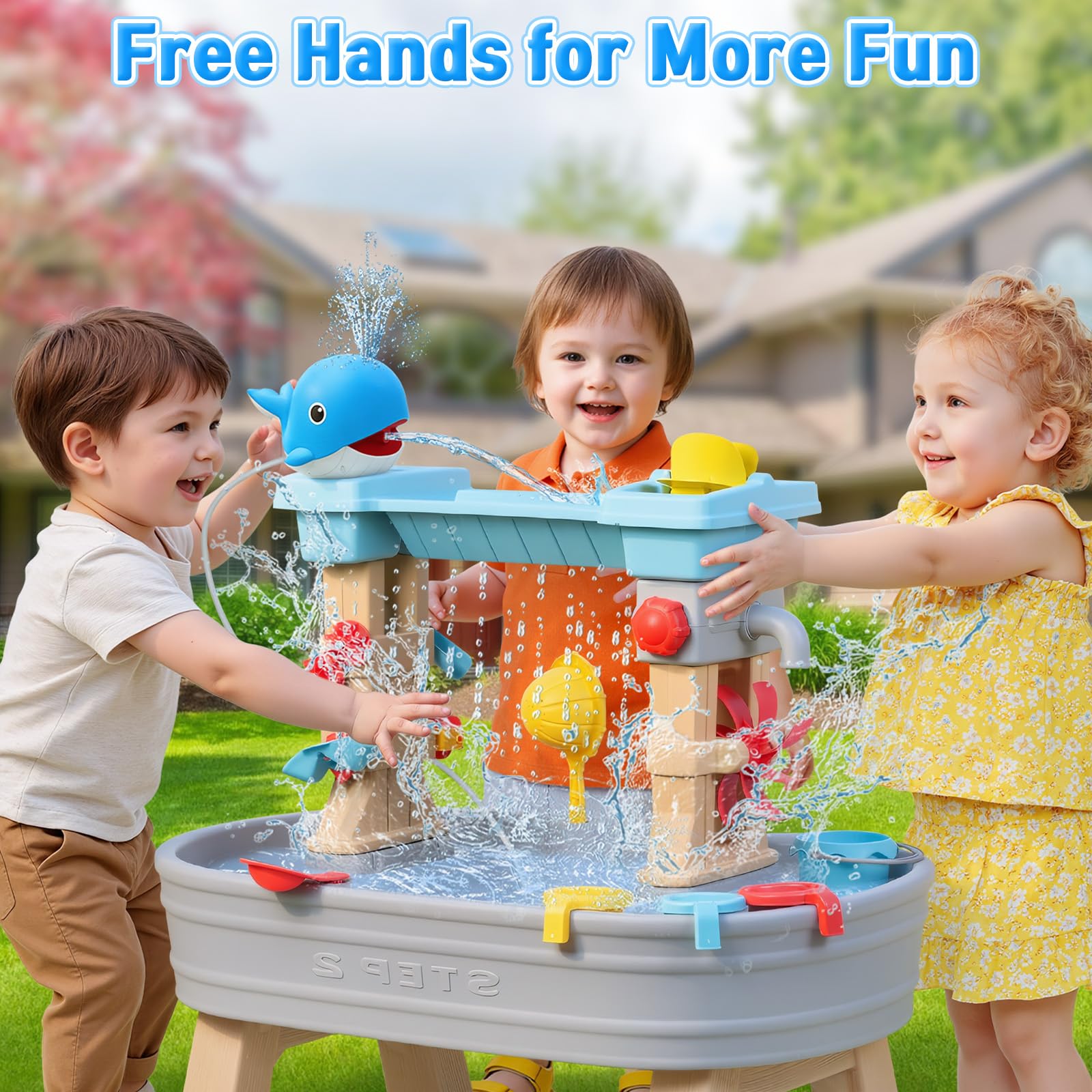 Outdoor play water table pump suitable for kids ages 1-8