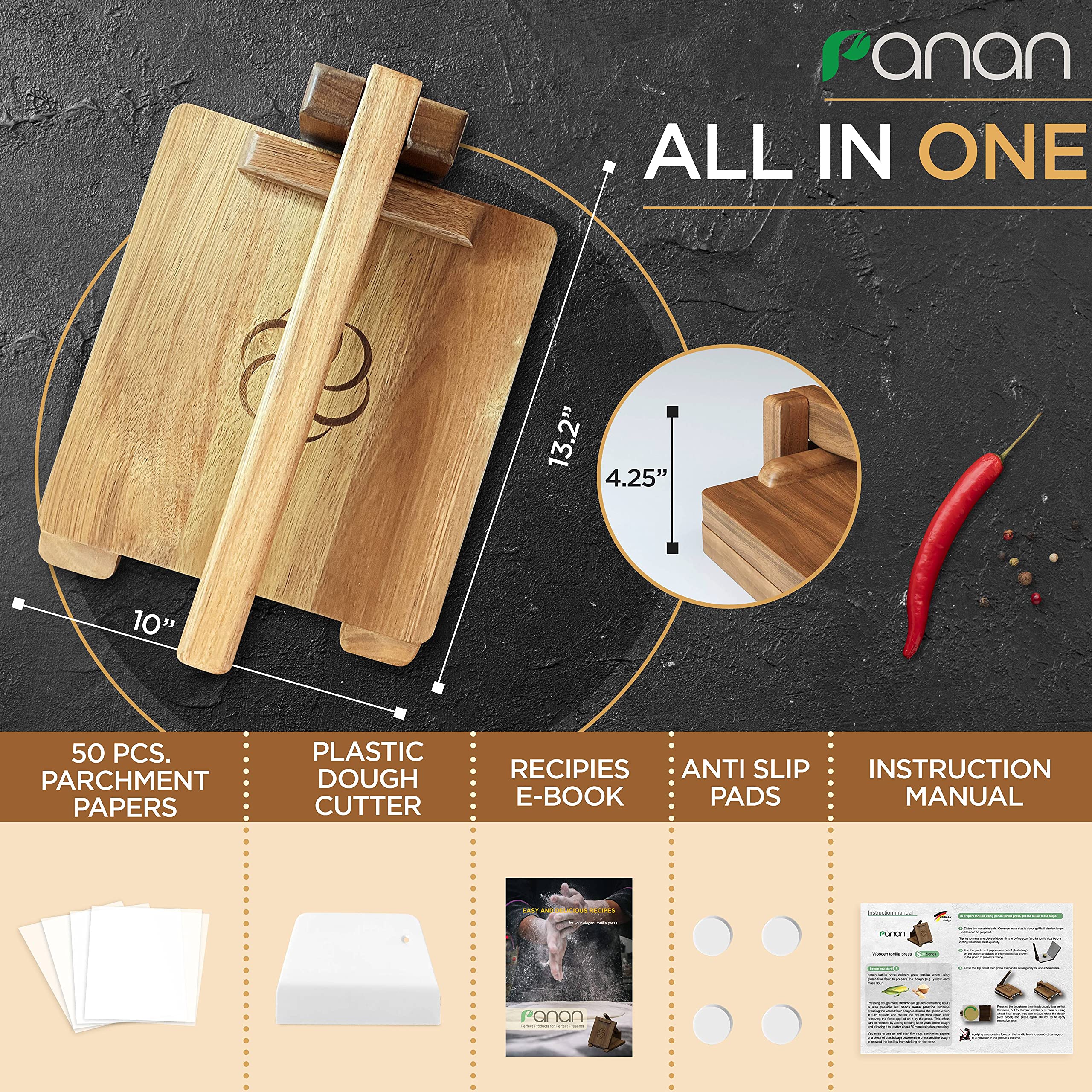 non-slip pads included with tortilla press