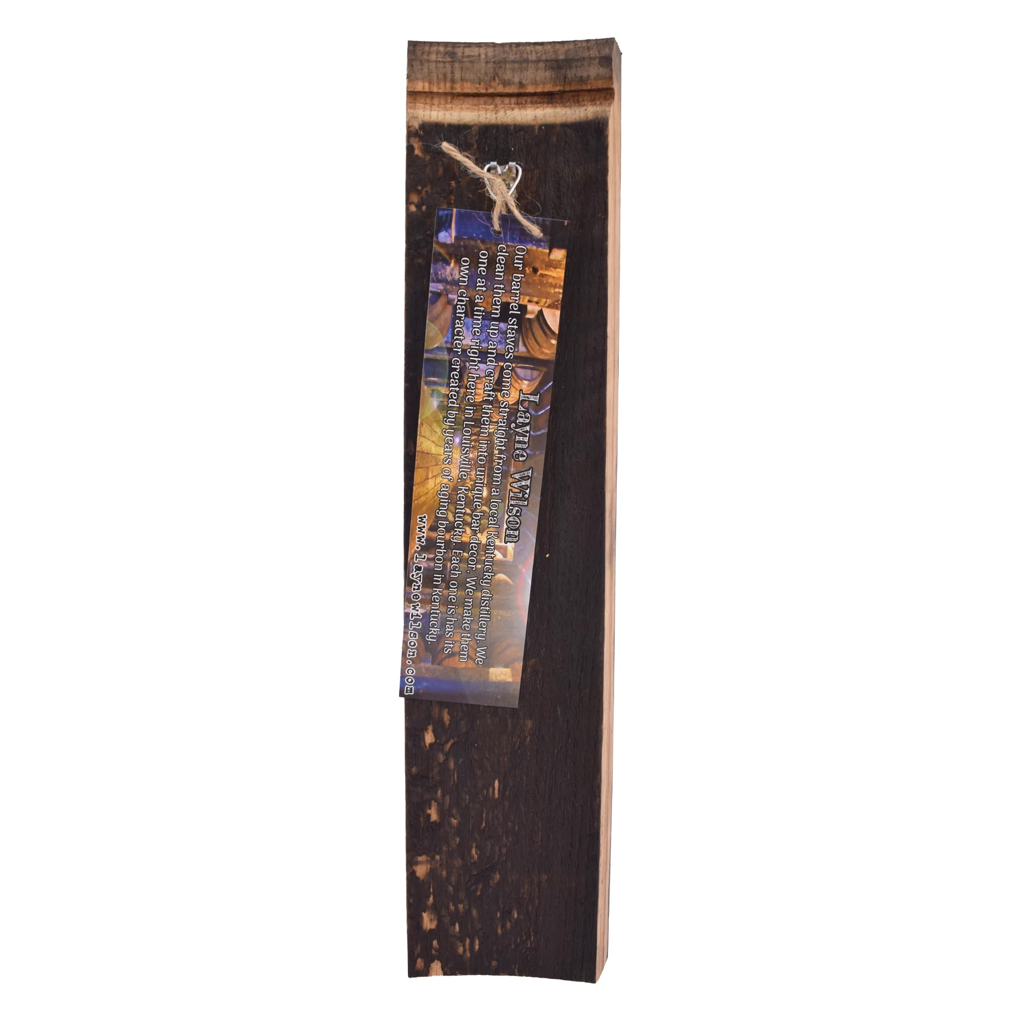 Decorative whiskey sign from reclaimed oak stave for home bar