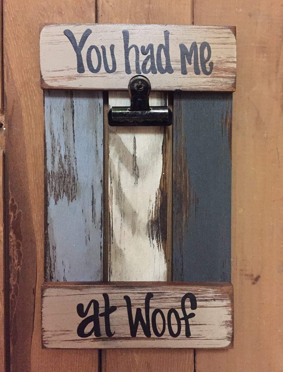 Dog themed photo frame in shutter pallet wood design