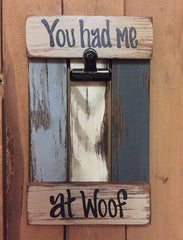 Dog themed photo frame in shutter pallet wood design