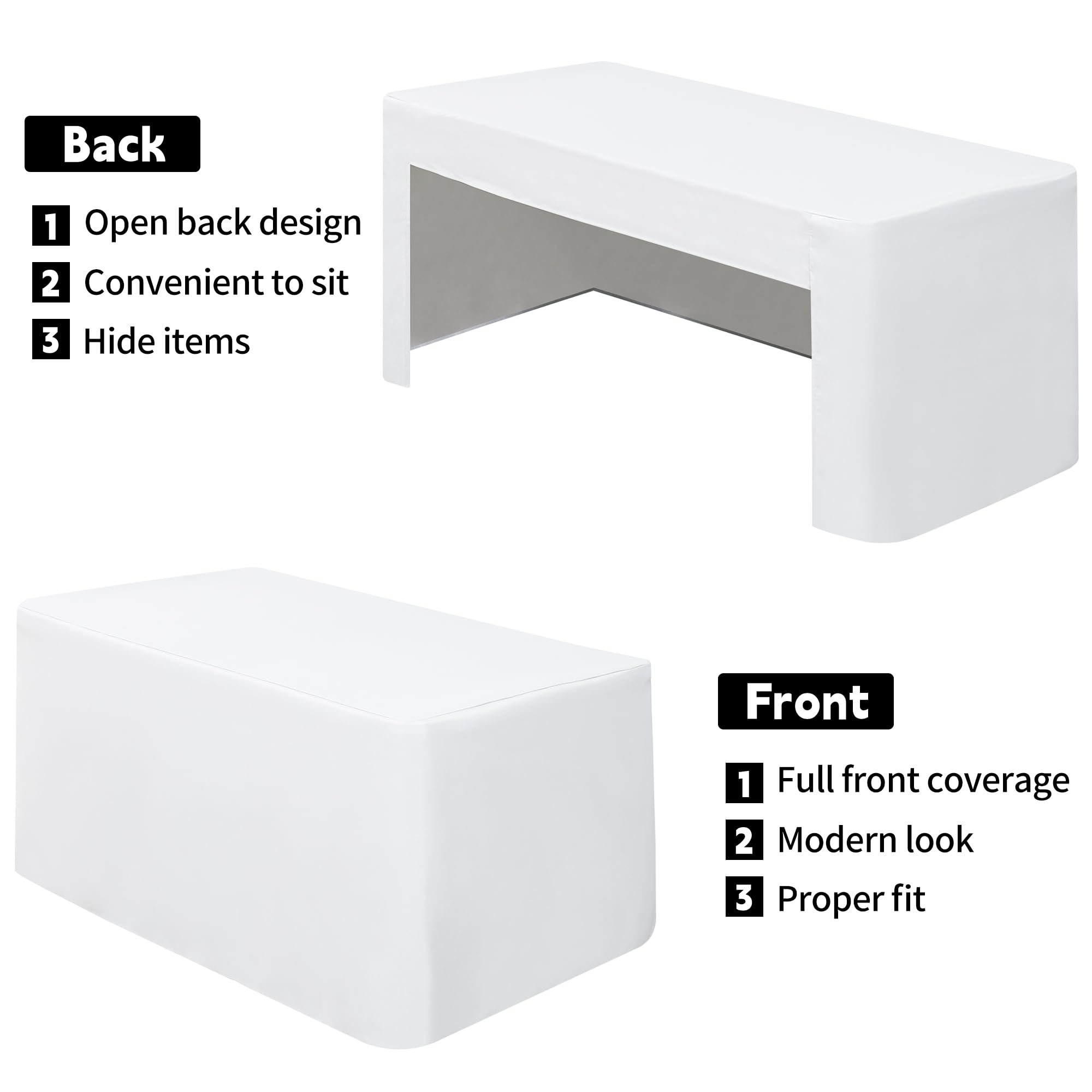 Rectangle folding tablecloth white open side back design
