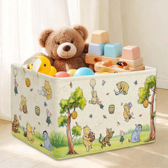 Rectangle Neutral Classic Winnie Bear Baby Basket for Nursery 15x10x9 Inch