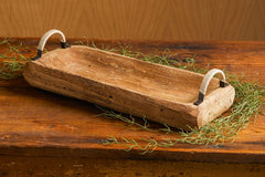 Rectangle-shaped solid wood tray with neutral light brown stain