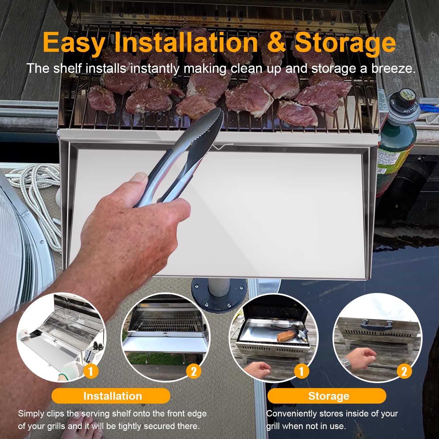Rectangular grills compatible shelf and cutting board