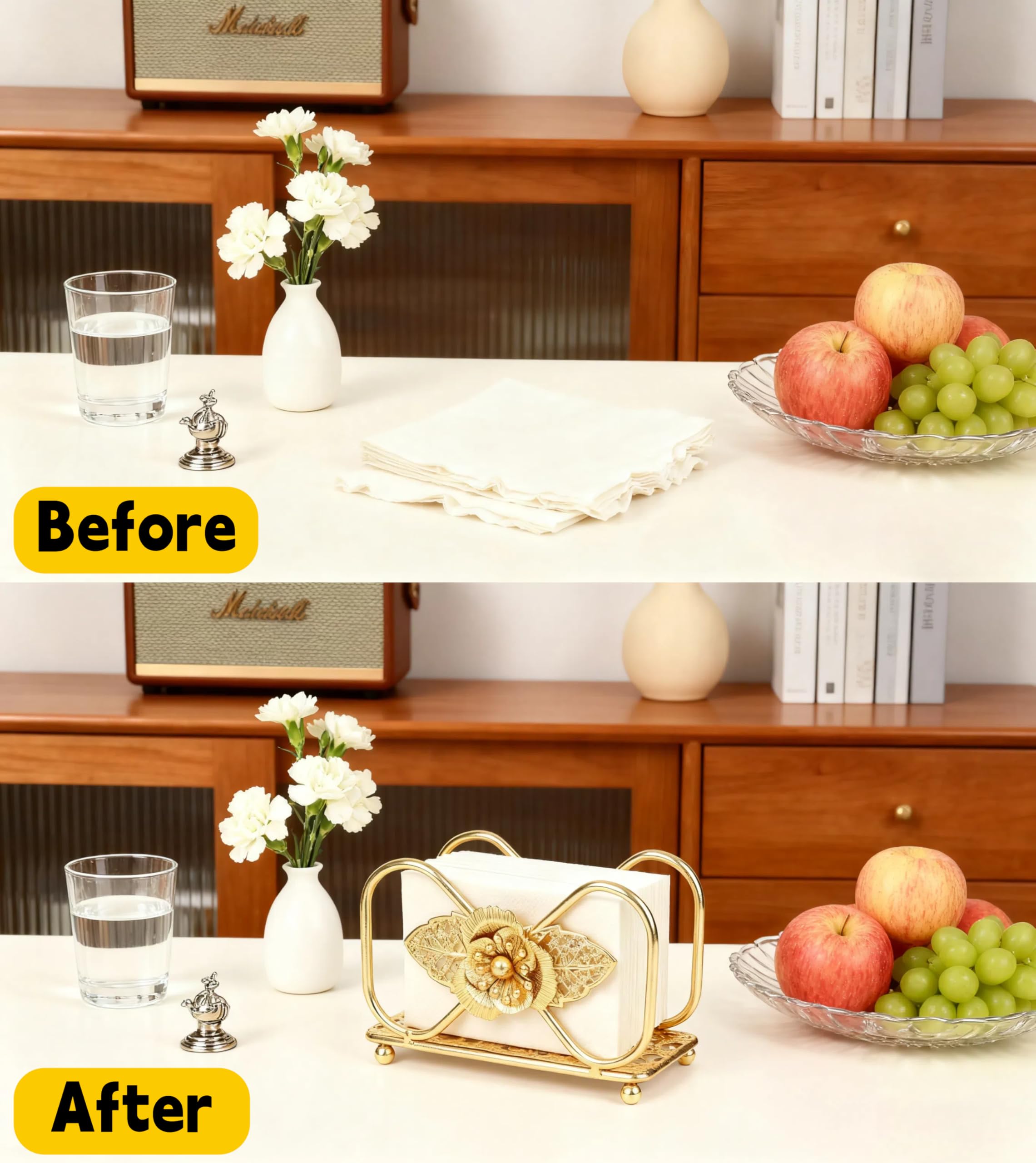 Napkin holder with anti-slip balls for stability