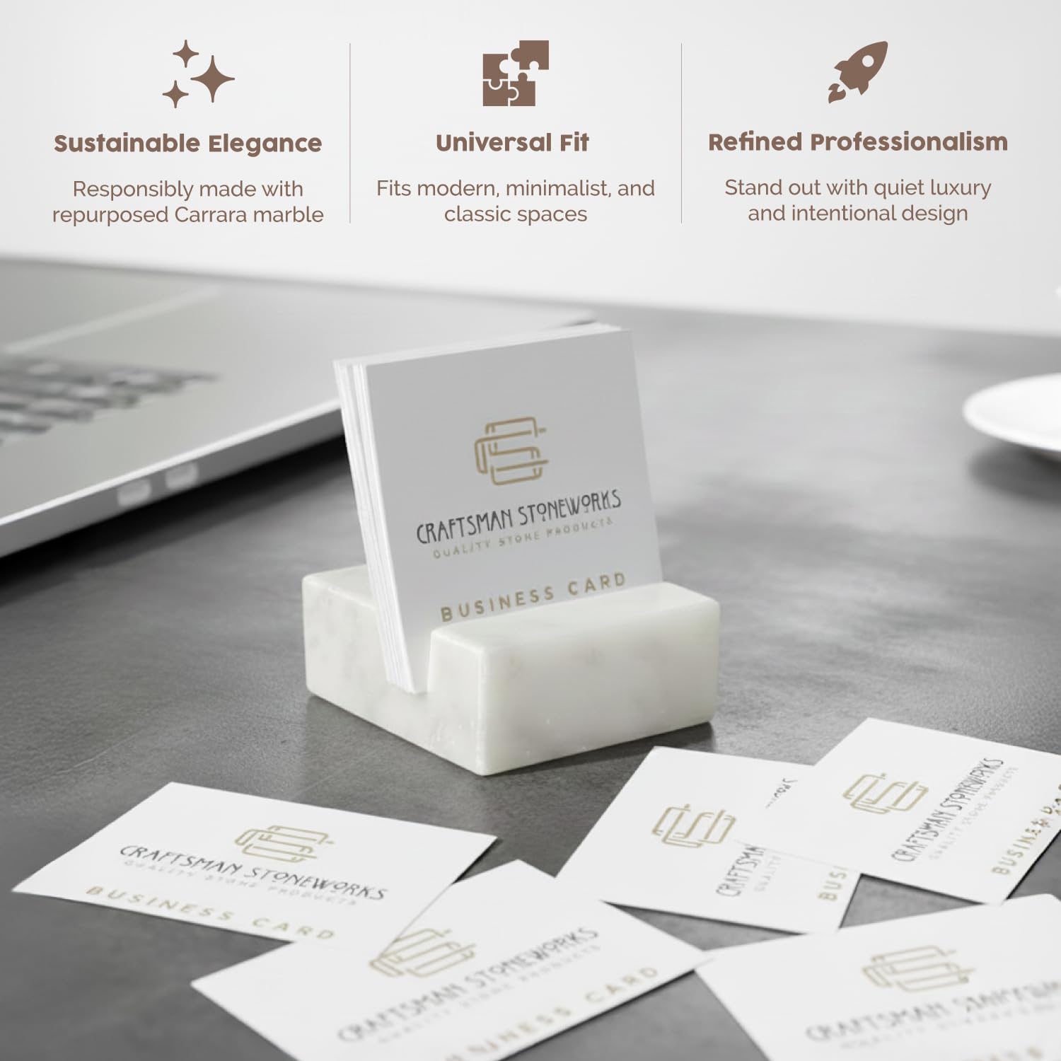 Modern square card holder stand for professional settings