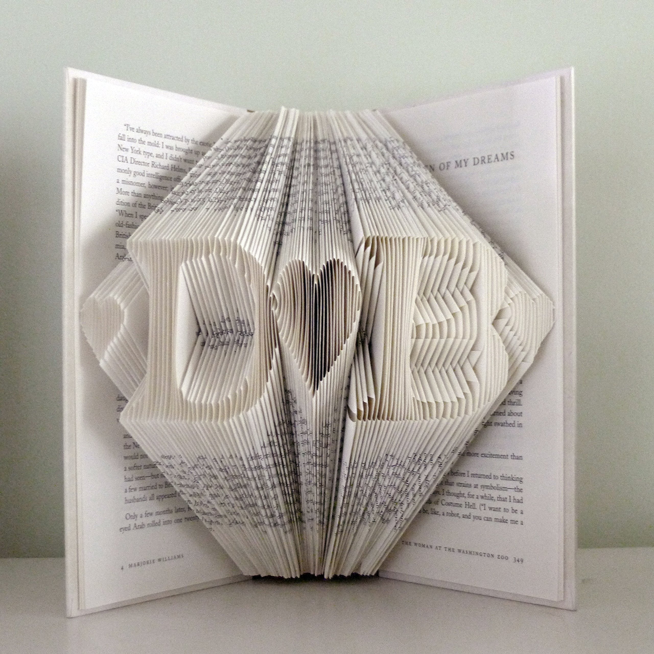 Decorative keepsake for home display from recycled book pages