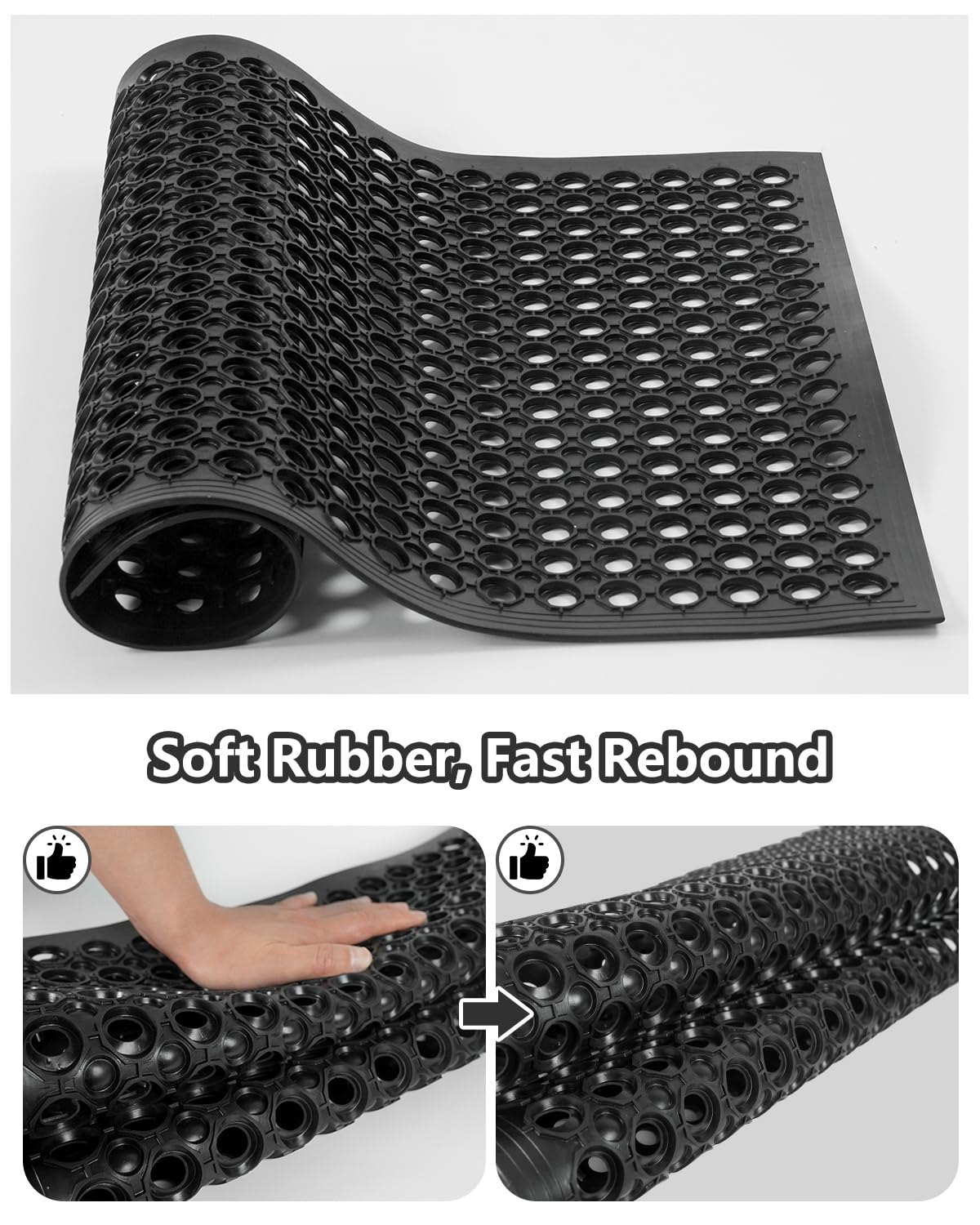 Waterproof fast drying rubber mat in black