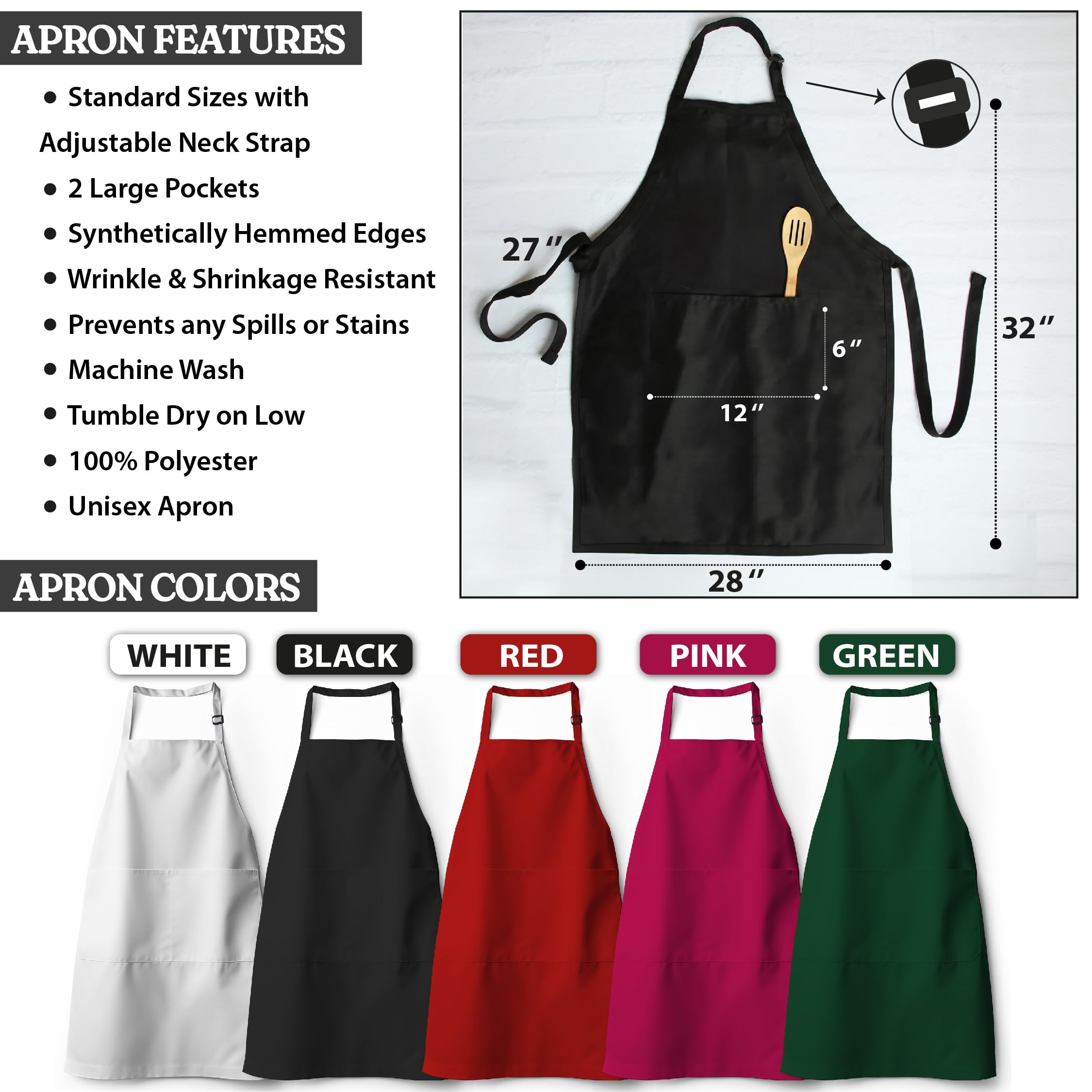 Red and black aprons with pockets image