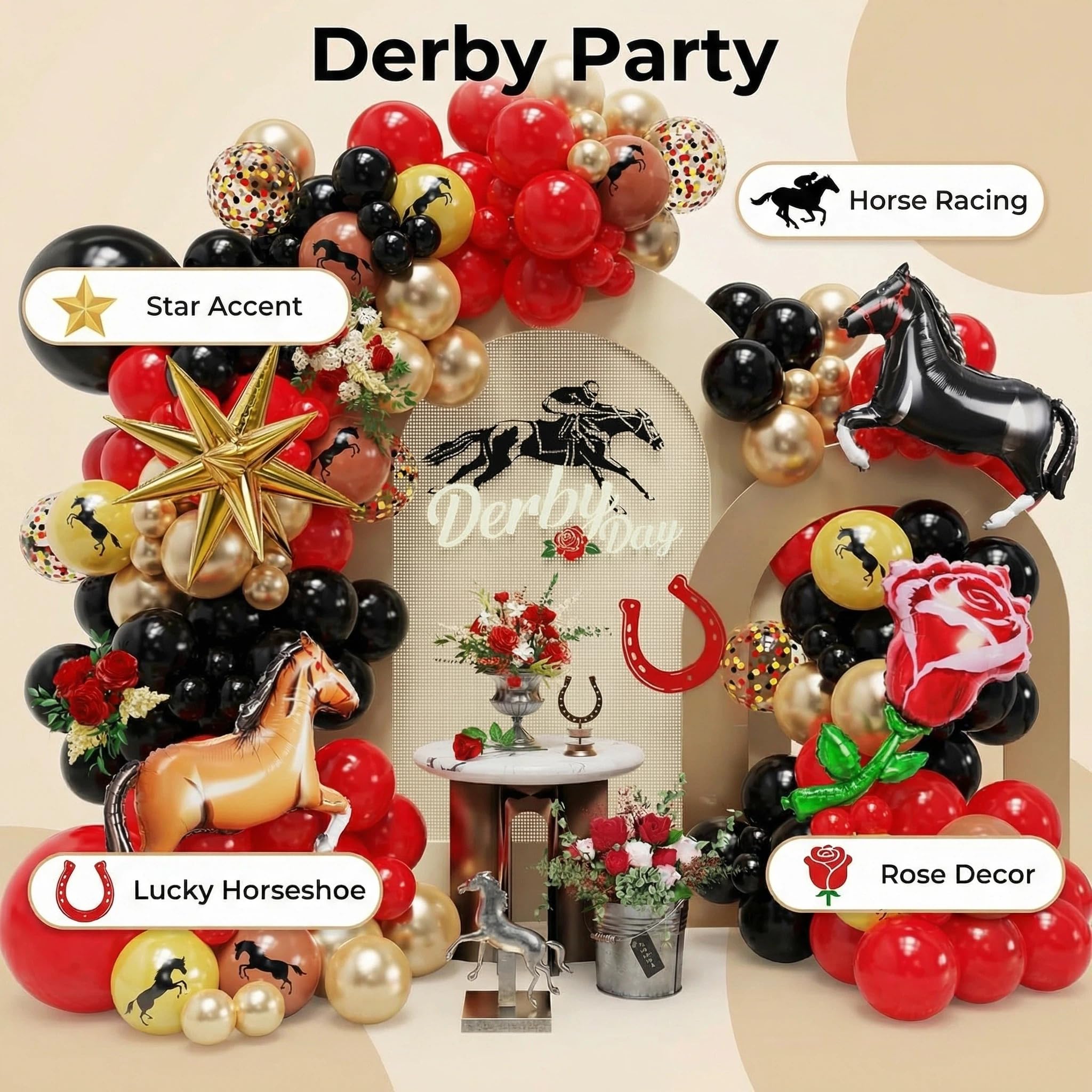 Red black gold latex balloons colors