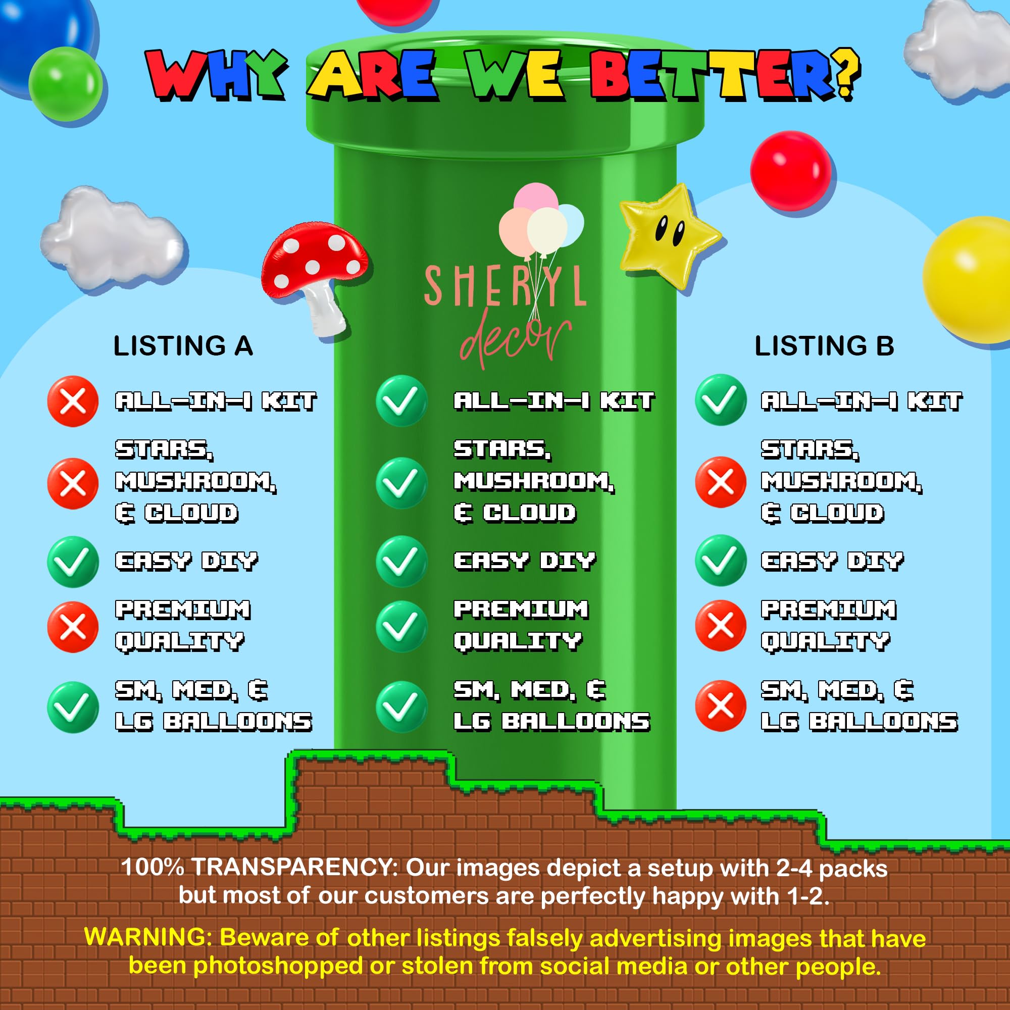 Red blue green yellow balloons from kit