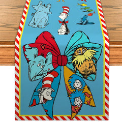 Red and blue stripes table runner for kitchen decor