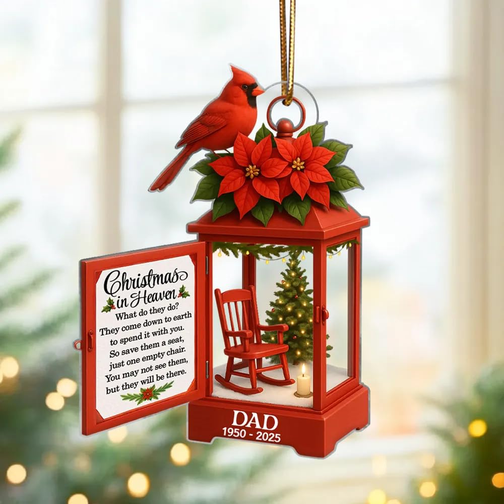Red cardinal sympathy gift ornament for loss of loved one