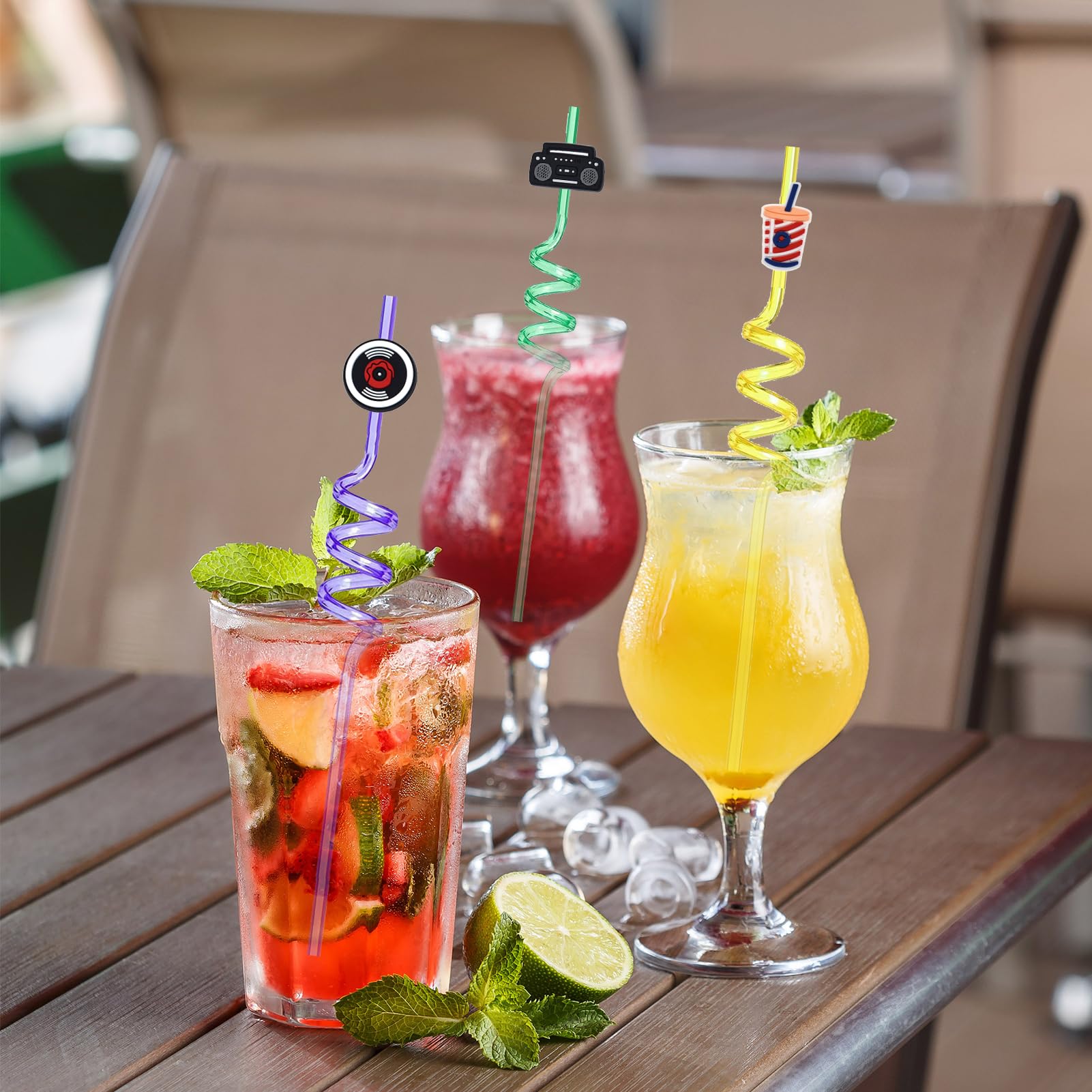 Close up of twist design movie night party straw