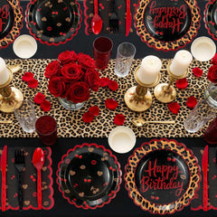 Red cherry leopard party supplies suitable for girls and women