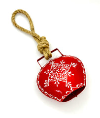 Red cowbell decorative metal bell for home garden decor