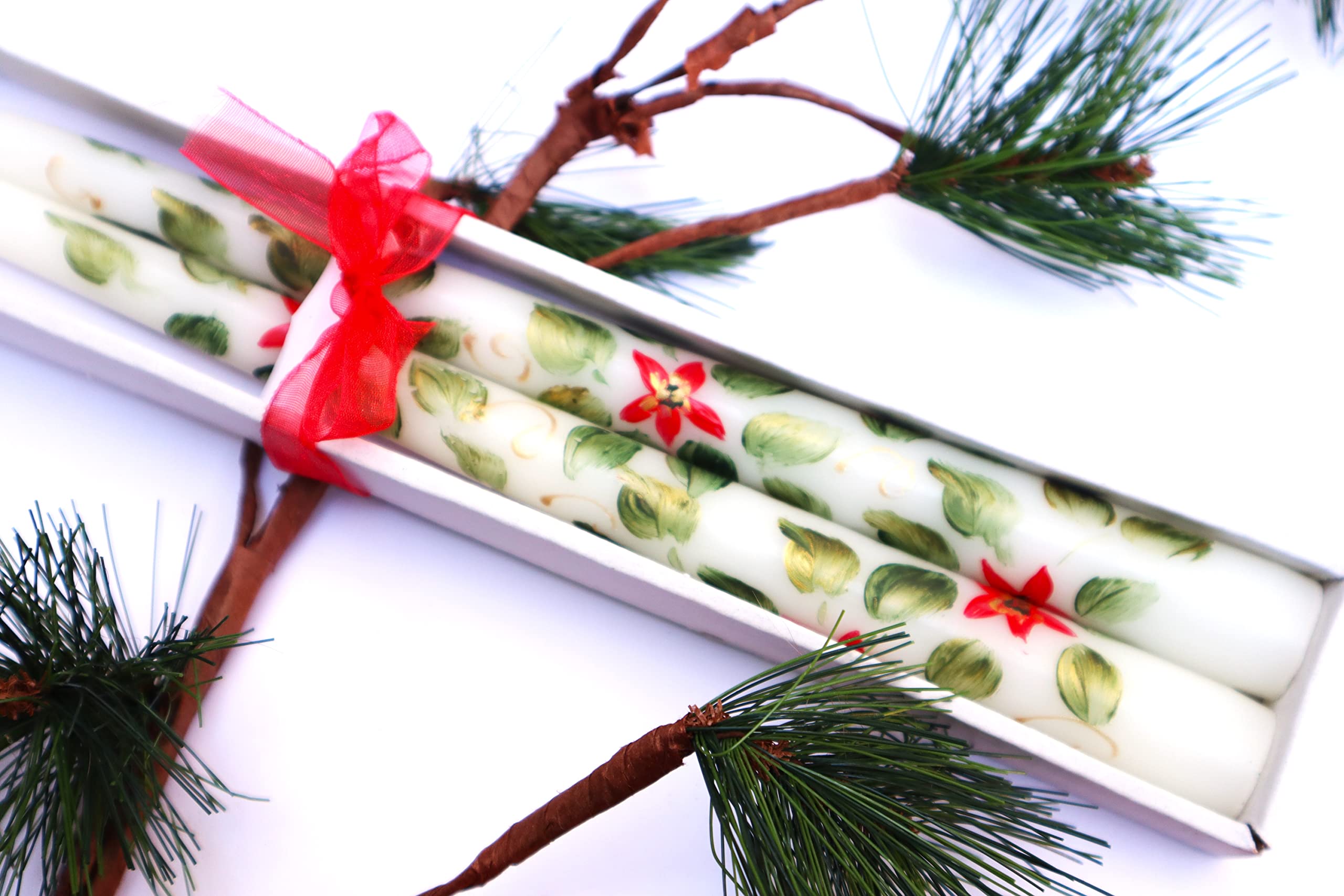 Set of two unscented taper candles for holiday decor