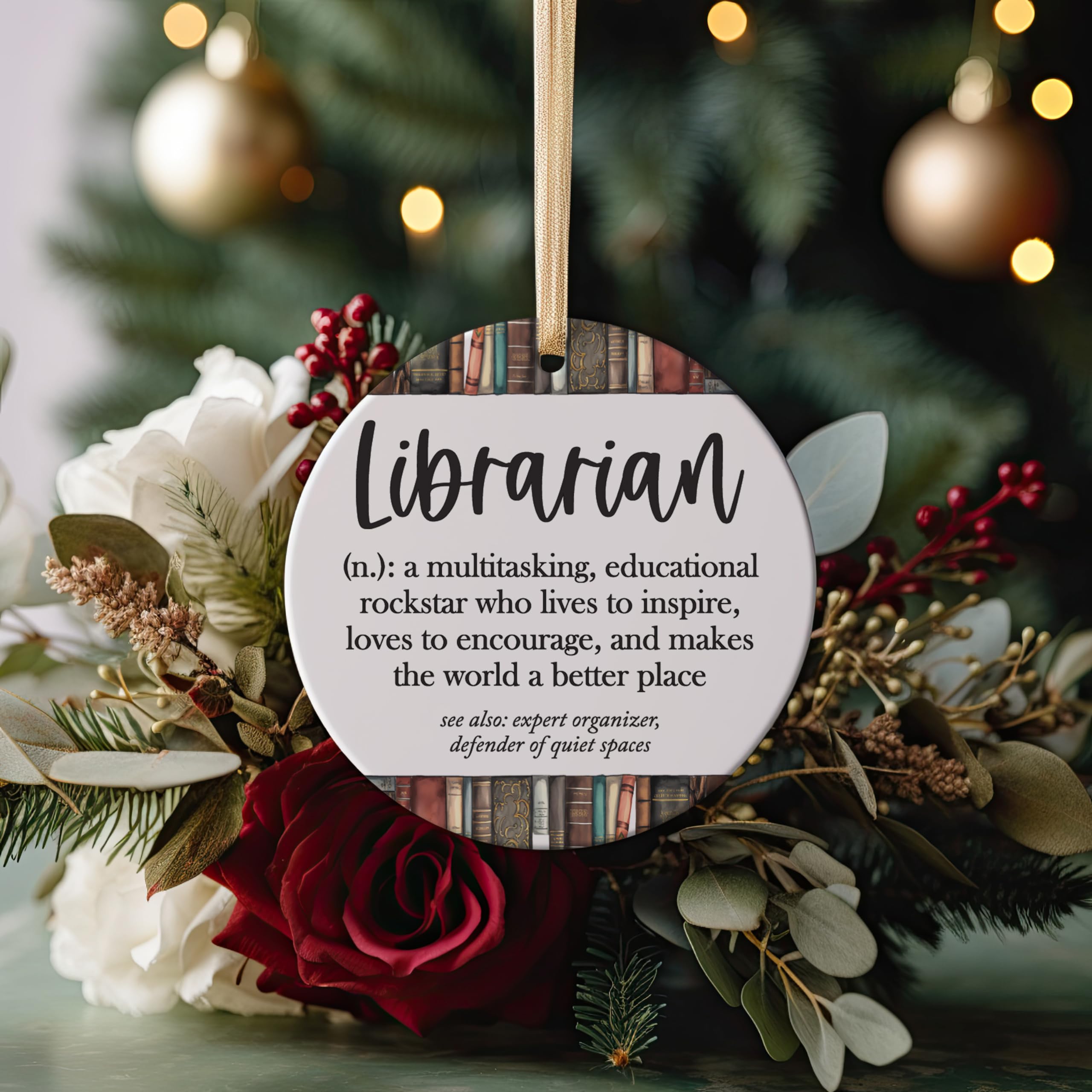 red and gold ribbon gift tag ornament