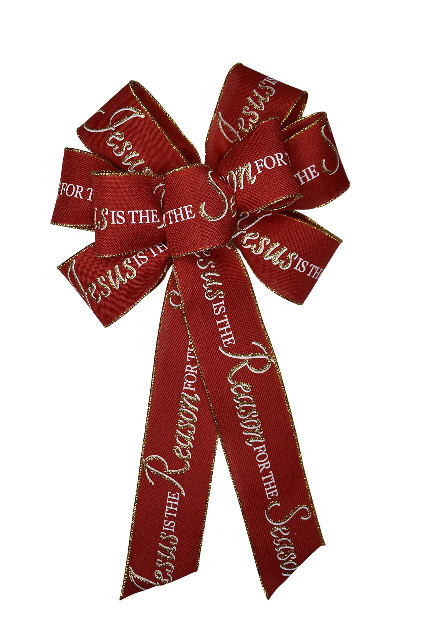 Wired wreath bow for 20-24 inch wreaths red and gold