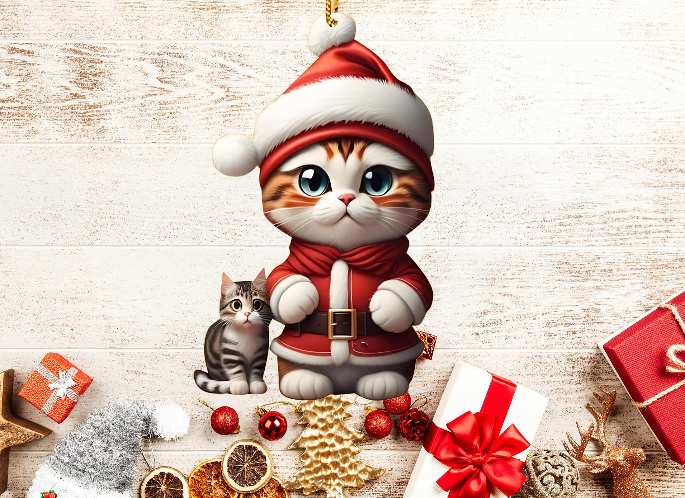 Cat Christmas ornament packaging and display options