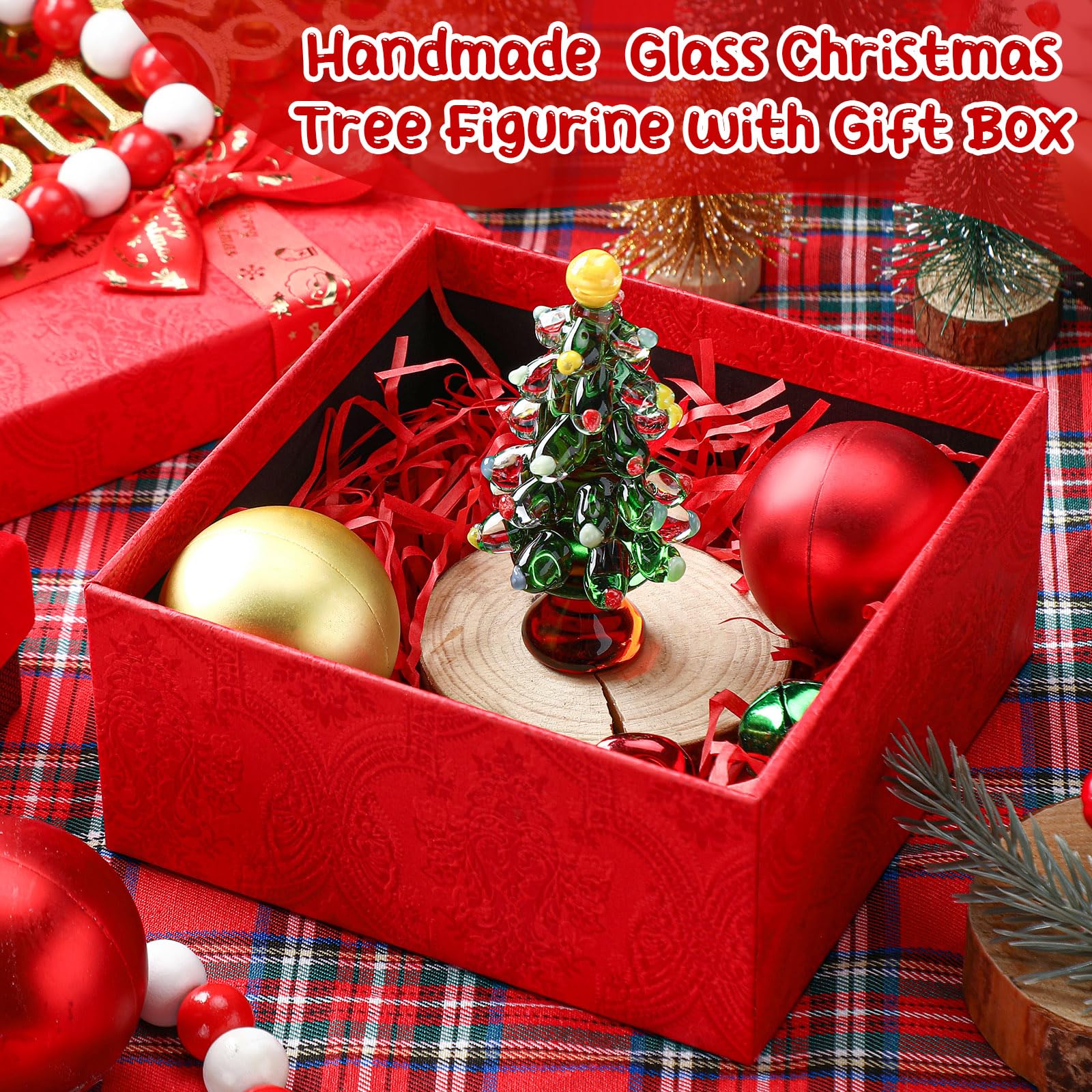 Small glass Christmas tree 8.5 cm tall for tabletop display