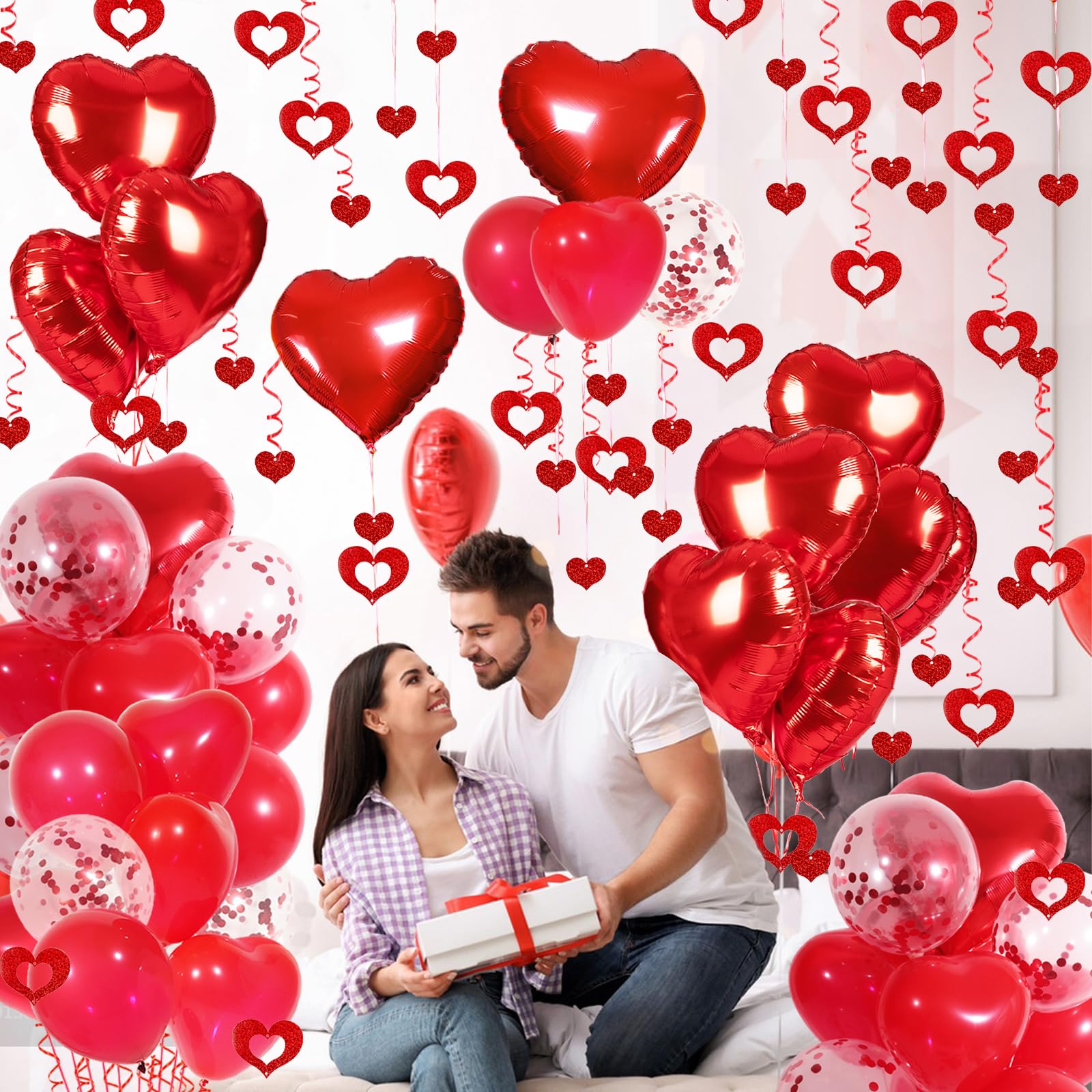 red heart hanging streamers for decorations
