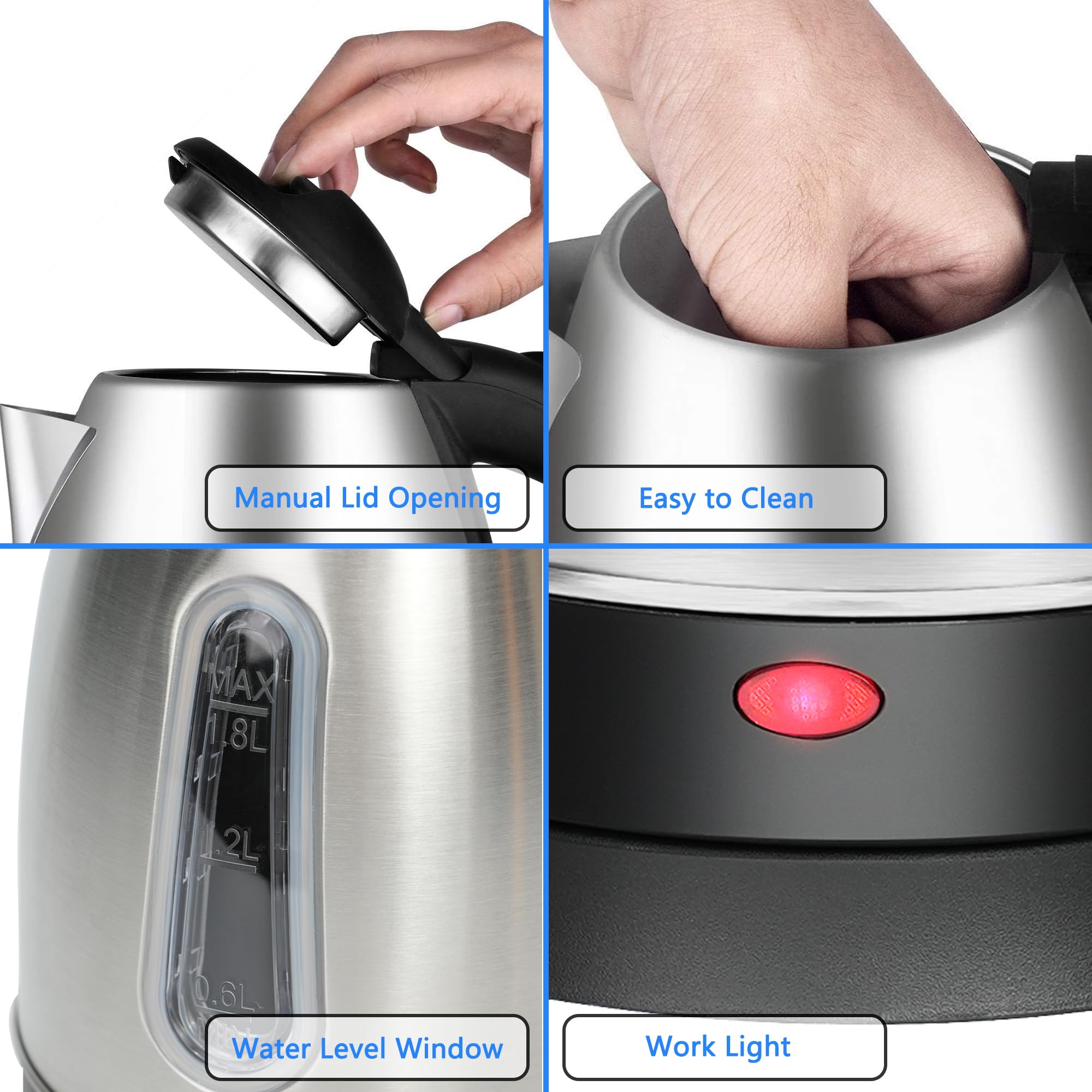 Red indicator light shows boiling status