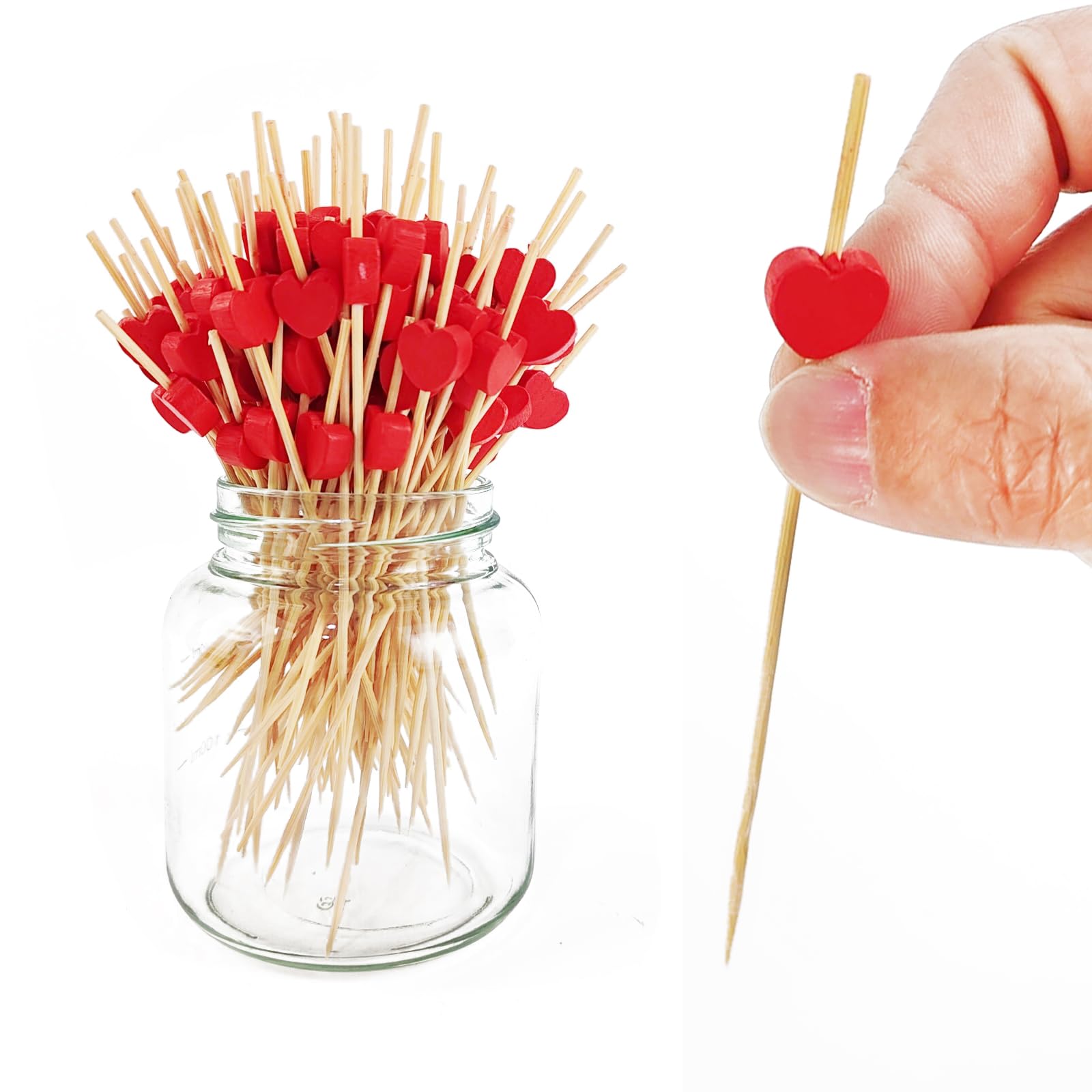 250 piece red love heart toothpicks for appetizers