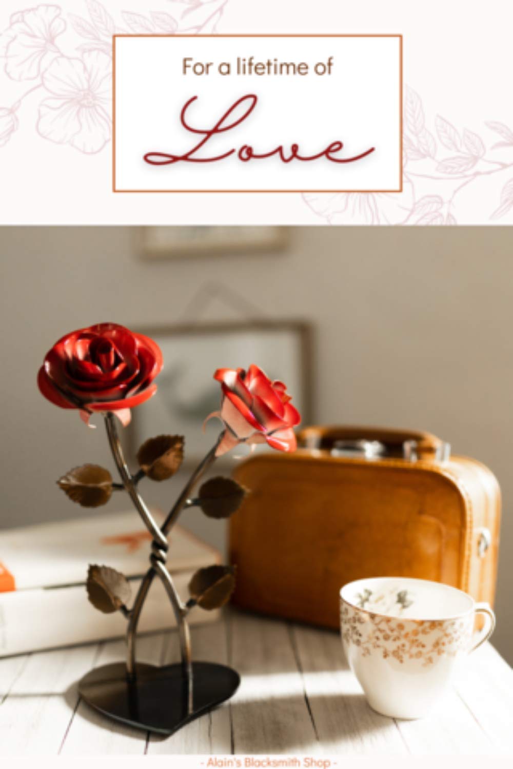 Red metal rose decorative artwork