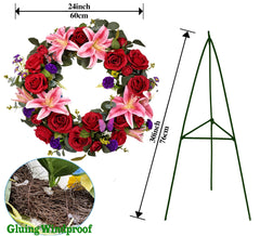 Artificial roses lilies daisies carnations wreath close up