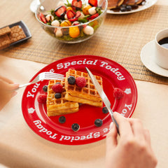 Red ceramic plate 10.5 inch diameter for celebrations