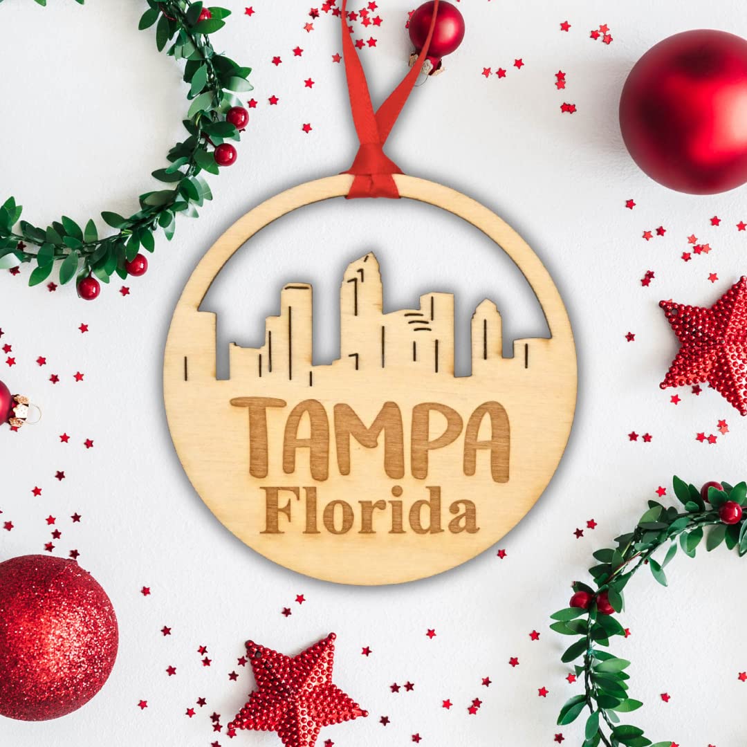 handmade baltic birch tampa skyline ornament