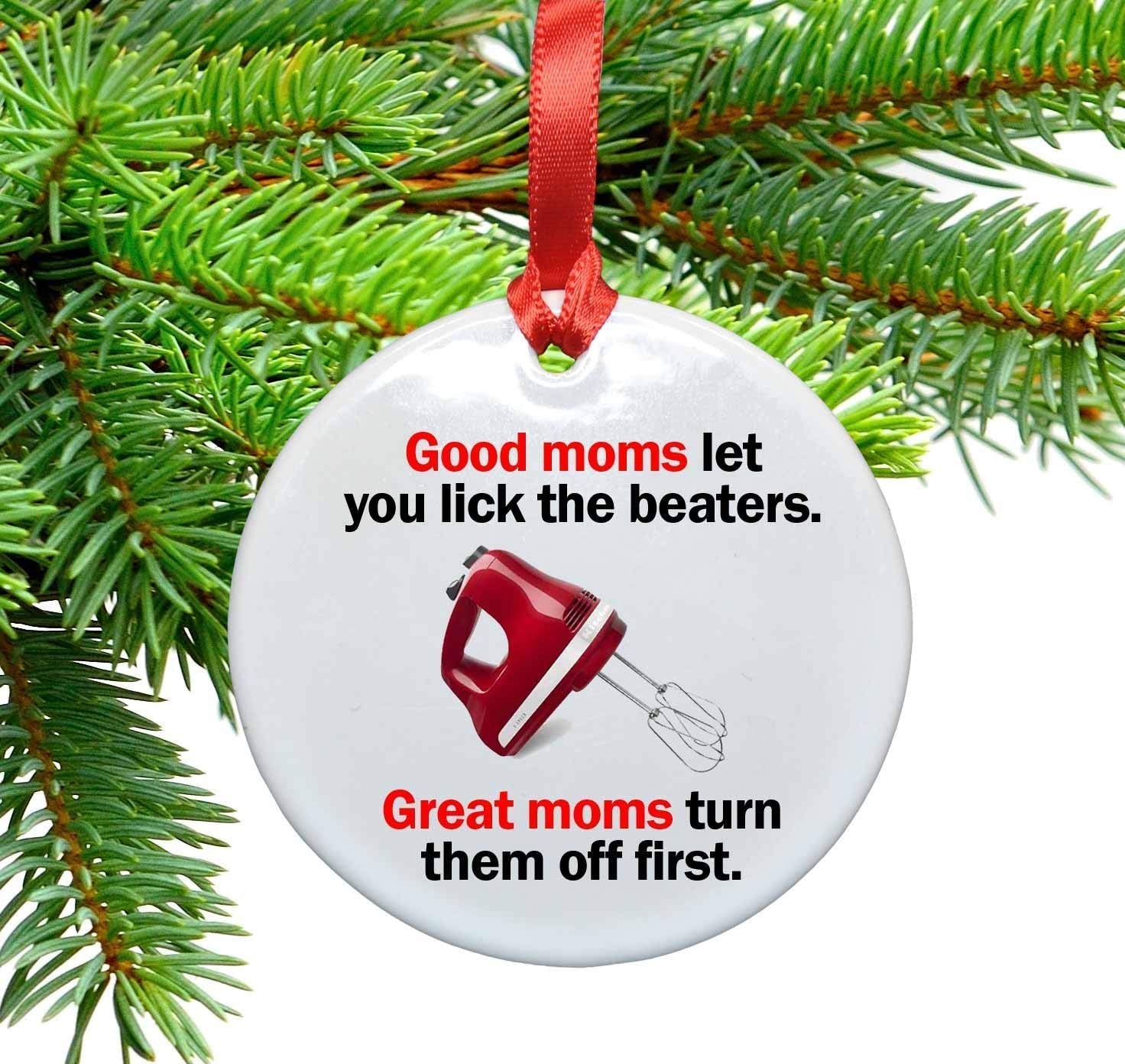 Red satin ribbon included for hanging on your tree