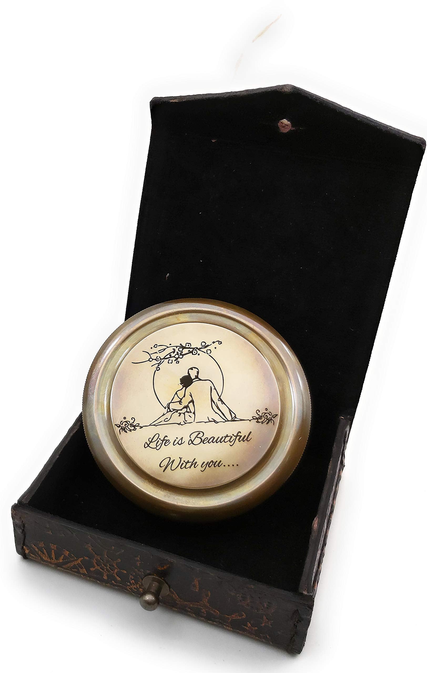 Gift ready keepsake compass for anniversaries and Valentines Day