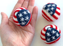 Red White Blue patriotic felt balls for decor