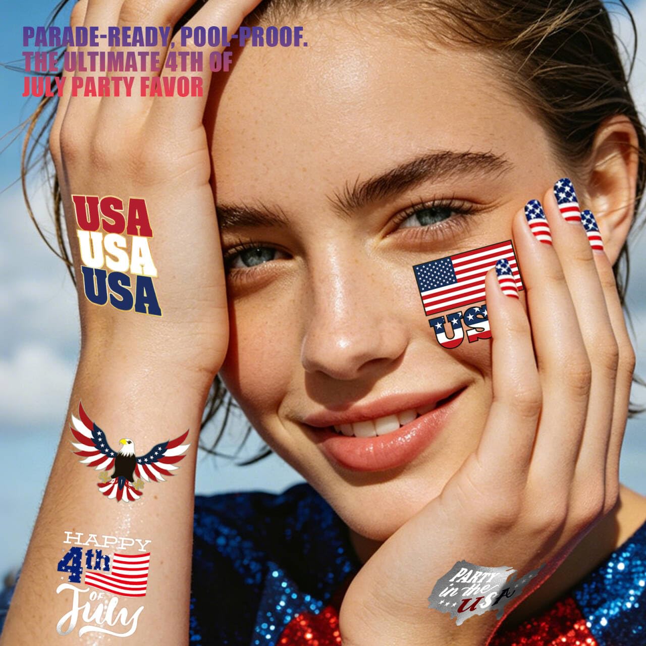 Red white blue tattoo designs for patriotic theme