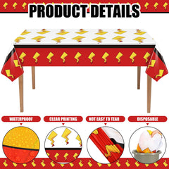 Red white disposable plastic tablecloth 54x108 inch