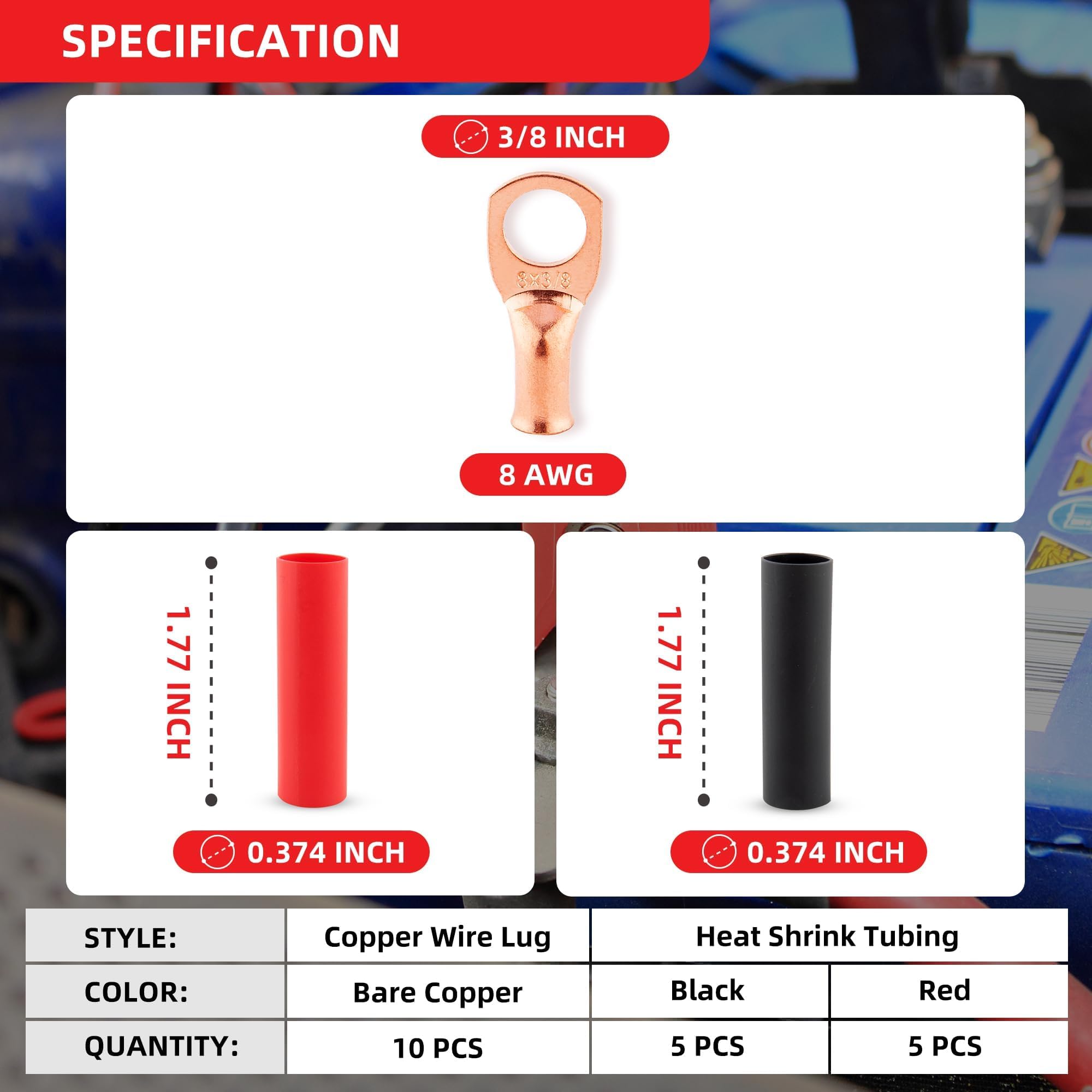 RED WOLF 3:1 heat shrink tubing in black and red